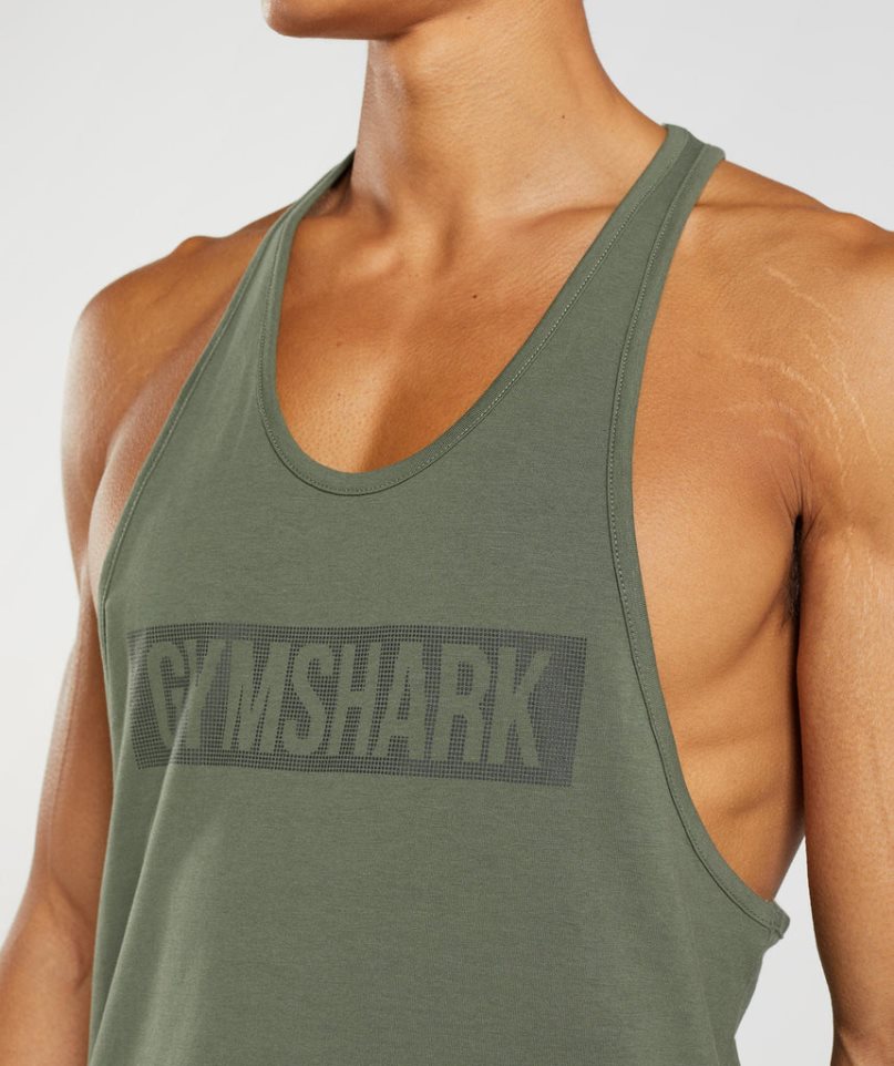 Podkoszulki Gymshark Block Stringer Męskie Oliwkowe | PL 725BID